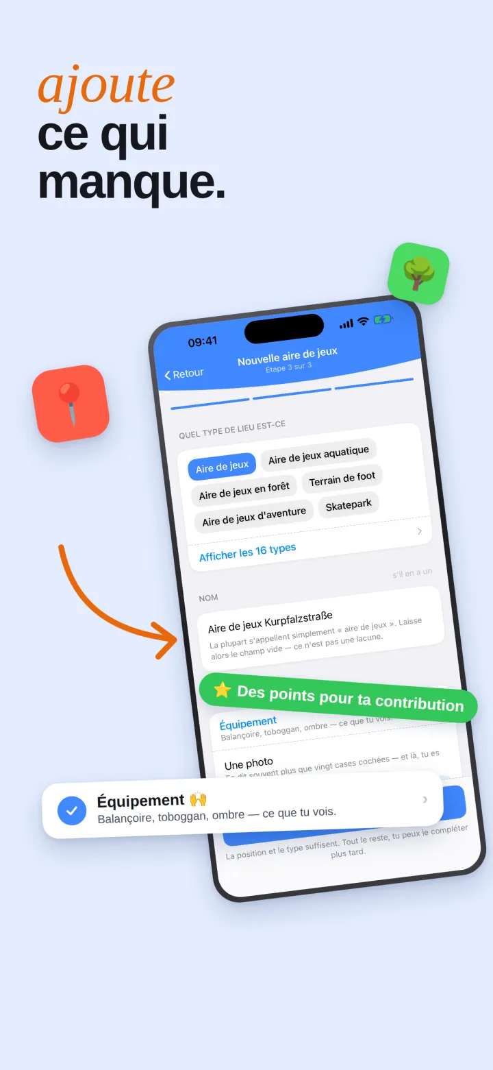 Le formulaire pour ajouter une nouvelle aire de jeux
